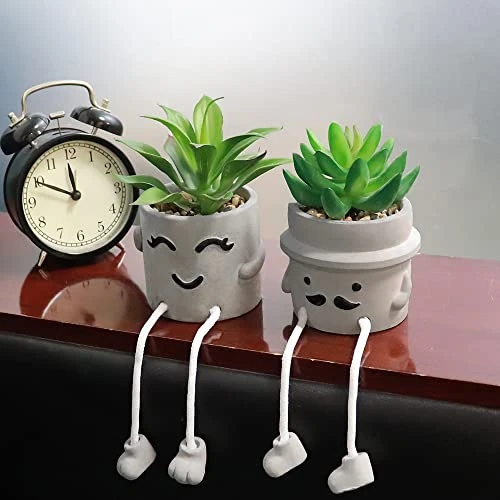 MAKHOT 4 PCS Creative Artificial Succulent Plants With Pots, Faux Succulents Cute Hanging Leg Potted Cubicle Accessories Decor, Mini Potted Fake Plant For Ideal Gift, Small Plants For Shelf Decor 7 MAKHOT 4 PCS Creative Artificial Succulent Plants With Pots, Faux Succulents Cute Hanging Leg Potted Cubicle Accessories Decor, Mini Potted Fake Plant For Ideal Gift, Small Plants For Shelf Decor - Image 5