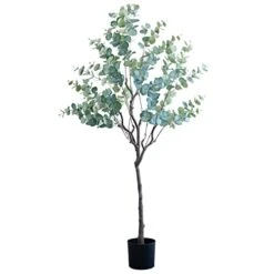 CHUVIM Artificial Eucalyptus Tree 6FT Tall Fake Silver Dollar Leaves Faux Eucalyptus Stems, Mordern Artificial Tree Plants For Home, Office, Courtyard Decor, Perfect Housewares Gift