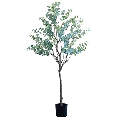 CHUVIM Artificial Eucalyptus Tree 6FT Tall Fake Silver Dollar Leaves Faux Eucalyptus Stems, Mordern Artificial Tree Plants For Home, Office, Courtyard Decor, Perfect Housewares Gift 3 CHUVIM Artificial Eucalyptus Tree 6FT Tall Fake Silver Dollar Leaves Faux Eucalyptus Stems, Mordern Artificial Tree Plants For Home, Office, Courtyard Decor, Perfect Housewares Gift