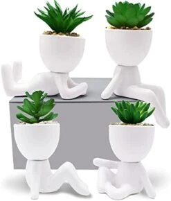 4 PCS Fake Succulent With Ceramic Artificial Succulent Planter Pot For Home Decor, Cute Human Shaped Mini Pots For Office Desk Bathroom Decorations (Matte Black) 18 4 PCS Fake Succulent With Ceramic Artificial Succulent Planter Pot For Home Decor, Cute Human Shaped Mini Pots For Office Desk Bathroom Decorations (Matte Black) -Artificial Trees Store 41DhSP1q9GL. AC