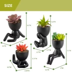 Fake Succulents Plants Decor, 4 Pcs Cute Artificial Succulent In Pot Assorted Life-Like Mini Artificial Greenery Fake Plants For Desk, Office, Living Room, Bathroom, Bedroom, Home Decor (Black-4 Pots) -Artificial Trees Store 41EKyDtqKZL