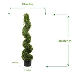 Season’s Need 4ft Artificial Boxwood Spiral Topiary Plants, Indoor Entryway, Living Room Or Covered Front Porch Home Decor, Faux Fake Plant Decoration, Set Of 2 -Artificial Trees Store 41EdVCwojJL