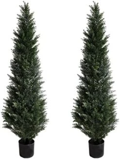 Momoplant （Set Of 2 4 Foot Artificial Cypress Topiary Tree Cedar Potted Plant Outdoor/Indoor -Artificial Trees Store 41EiHwrDUxL. AC