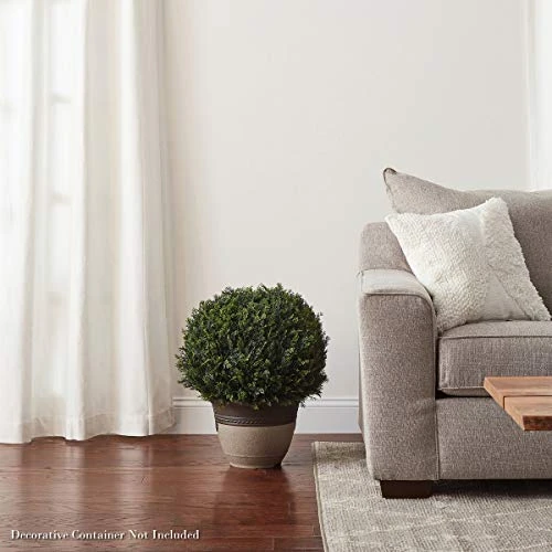 Home Pure Garden Artificial Cypress Topiary-23” Ball Style Faux Plant In Sturdy Realistic Indoor Or Outdoor Potted Shrub Décor 7 Home Pure Garden Artificial Cypress Topiary-23” Ball Style Faux Plant In Sturdy Realistic Indoor Or Outdoor Potted Shrub Décor - Image 5
