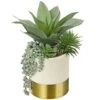Large Artificial Succulents Plants Faux Succulents 12" Fake Succulent Plants In Gold Ceramic Pot Succulent Plant For Desk Modern Home Living Room Office Table Shelf Decor -Artificial Trees Store 41FEmPXAk7L