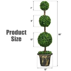 Goplus 4 Ft Artificial Boxwood Topiary Tree, Fake Greenery Plants Ball Tree, Leaves & Cement-Filled Plastic Flower Pot Decorative Trees For Home Office Indoor Outdoor -Artificial Trees Store 41FQkIEj1ZL