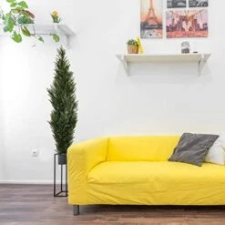 DearHouse 2 Pack 4 Foot Artificial Topiary Cedar Trees Potted Indoor Outdoor Plants, Artificial Cedar Topiary Trees Uv Rated Potted Plants In Plastic Pot -Artificial Trees Store 41FntBN62zL