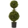 MISC 3ft Boxwood Topiary Double Sphere Bush Round 2 Balls Shrub Artificial Plant Decor Green Indoor Realistic Office Bathroom Bedroom, Polyester Iron Plastic -Artificial Trees Store 41GFGpdUhwL