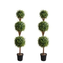 Momoplant 5ft Boxwood Topiary Artificial Tree Outdoor 59 Inches Faux Topiaries Trees Shaped Boxwood Trees Artificial Garden Home Office Décor Gift 2 Pack