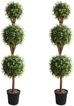 Momoplant 5ft Boxwood Topiary Artificial Tree Outdoor 59 Inches Faux Topiaries Trees Shaped Boxwood Trees Artificial Garden Home Office Décor Gift 2 Pack -Artificial Trees Store 41GhKYw1zlL. AC