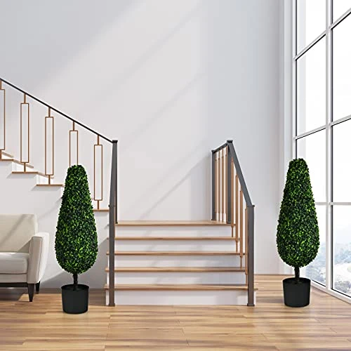 BestComfort 3ft Artificial Boxwood Topiary Tower Tree Set Of 2, Faux Plant Greenery Decor For House Garden Office And Store Decoration, Faux Potted Boxwood Plant, No Maintenance 8 BestComfort 3ft Artificial Boxwood Topiary Tower Tree Set Of 2, Faux Plant Greenery Decor For House Garden Office And Store Decoration, Faux Potted Boxwood Plant, No Maintenance - Image 6