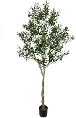 VIGGDA Artificial Tree Faux Olive Tree 7ft (82in,UV Protection 2289 Leaves) Tall Fake Olive Plant In Pot Fake Silk Tree Faux Plants Indoor -Artificial Trees Store 41HM19X1OPL. AC
