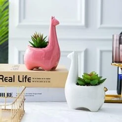 Tenforie Artificial Plant Pots, Ceramic Potted Artificial Succulent Decoration Alpaca Fake Plant Home Decor Tabletop Office Desk Outdoor Decoration - A -Artificial Trees Store 41IFm82E1fS. AC