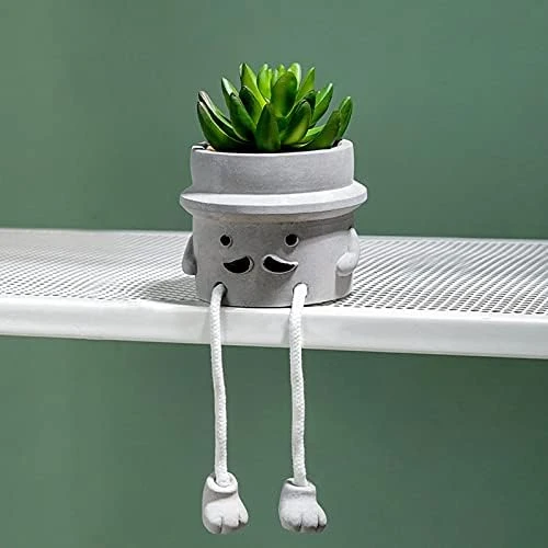 Lavenor Artificial Potted Plant Fake Succulent Plant Cute Hanging Leg Emotional Cement Potted Succulents Decor For Desk Shelf Bedroom Living Room And Office Decoration(Type A + Type C) 10 Lavenor Artificial Potted Plant Fake Succulent Plant Cute Hanging Leg Emotional Cement Potted Succulents Decor For Desk Shelf Bedroom Living Room And Office Decoration(Type A + Type C) - Image 8