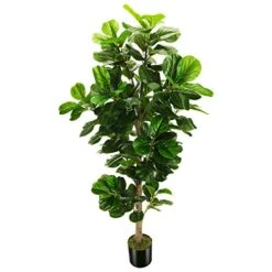 OXLLXO 6ft Artificial Fiddle Leaf Fig Tree (72in) With Plastic Nursery Pot Faux Tree, Ficus Lyrata Fake Plant For Office House Farmhouse Living Room Home Decor (Indoor/Outdoor)