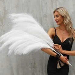 Black Faux Pampas Grass Set Of 3Pcs,43"/110cm Tall Fake Pompas Floral With DIY Card & Wooden Beads Garland,Large Artificial Pompous Grass Branches Plants For Floor Vase Filler Home Boho Decoration -Artificial Trees Store 41IQgdauaCL. AC