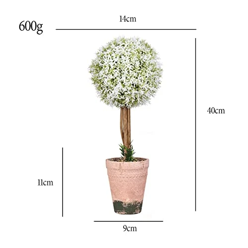 OAutoSjy Artificial Ball Shaped Tree Artificial Plants Potted Fake Topiary Single Ball Tree In Pot Simulation Plastic Faux Flower Ornament Tabletop Decorative Home Indoor Outdoor Decor, White Type 1 3 OAutoSjy Artificial Ball Shaped Tree Artificial Plants Potted Fake Topiary Single Ball Tree In Pot Simulation Plastic Faux Flower Ornament Tabletop Decorative Home Indoor Outdoor Decor, White Type 1