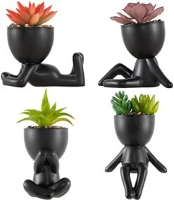 Fake Succulents Plants Decor, 4 Pcs Cute Artificial Succulent In Pot Assorted Life-Like Mini Artificial Greenery Fake Plants For Desk, Office, Living Room, Bathroom, Bedroom, Home Decor (Black-4 Pots) -Artificial Trees Store 41J6FbVpsKL. AC