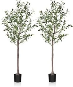Dr.Planzen Artificial Olive Tree,7FT Tall Fake Plant Faux Olive Plants For Indoor,Natural Fake Tree,Artificial Silk Plants For Office Home Living Room Floor Patio Greening Porch Decor,Set Of 1. -Artificial Trees Store 41KO71rmrXL. AC