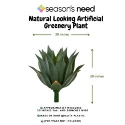 Season's Need 20" Agave Artificial Succulent Large Plants For Indoor Outdoor, Fake Tropical Farmhouse Aesthetic Décor, Patio Porch Decorative Silk Plant, Unpotted Green Spiked Agave (Pack Of 1) -Artificial Trees Store 41Kf9iNbdEL