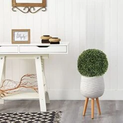 Coregreen Artificial Topiary Ball 2pcs 10in Fake Boxwood Plant Decorative Balls Faux Plants Garden Spheres Indoor Outdoor Front Porch Decor Home Wedding Birthday Christmas Party Decor (10in) -Artificial Trees Store 41LbJIMDfGL