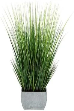 House Of Silk Flowers Artificial 44" Grass In Large Rectangle Zinc (Cream) -Artificial Trees Store 41LuzK2GzL. AC