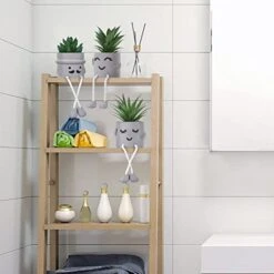 WOODWORD 3 Pack Mini Potted Fake Succulents Desk Plant With Creative Emotional Cement Pots For Shelf Home Bathroom Living Room Kitchen Decor And Office Decorations -Artificial Trees Store 41LvlL39TDL