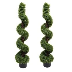 GreenBrokers Artificial Topiary Boxwood Spiral Trees 120cm/4ft (Set Of 2)