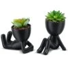 WOODWORD Fake Succulent, Mini Succulents Plants Artificial In Black Modern Human Shaped Ceramic Pots Cute Desk Decor For Office Decor For Women, Bathroom 2PCS 2 WOODWORD Fake Succulent, Mini Succulents Plants Artificial In Black Modern Human Shaped Ceramic Pots Cute Desk Decor For Office Decor For Women, Bathroom 2PCS -Artificial Trees Store 41NIG6OnCEL