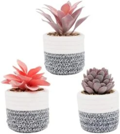 VIVERIE Rose Pink Faux Succulents In White Ceramic Pot Set Of 4 - Plant Gifts, Cute Aesthetic Pink Room, Home Decor Accents, Centerpieces, Bathroom Decor, Mum Gifts, Cactus Decor, Succulents Wedding -Artificial Trees Store 41NmuAreYNL. AC