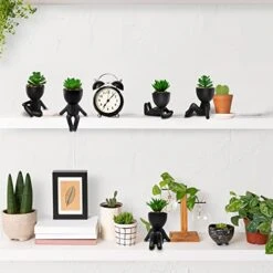 4 PCS Fake Succulent With Ceramic Artificial Succulent Planter Pot For Home Decor, Cute Human Shaped Mini Pots For Office Desk Bathroom Decorations (Matte Black) 16 4 PCS Fake Succulent With Ceramic Artificial Succulent Planter Pot For Home Decor, Cute Human Shaped Mini Pots For Office Desk Bathroom Decorations (Matte Black) -Artificial Trees Store 41NxbtymVmL