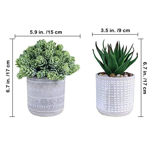 Set Of 3 Assorted Small Potted Succulent Plants Fake Aloe String Of Pearls Hops Succulents In Gray Geometric Concrete Ceramic Pots For Gifts Modern Home Office Desk Table Indoor Outdoor Greenery Decor 4 Set Of 3 Assorted Small Potted Succulent Plants Fake Aloe String Of Pearls Hops Succulents In Gray Geometric Concrete Ceramic Pots For Gifts Modern Home Office Desk Table Indoor Outdoor Greenery Decor - Image 2