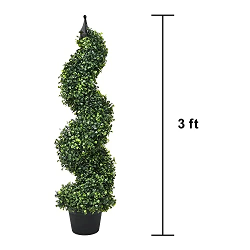 Lvydec 2 Pack Artificial Boxwood Topiary Tree, 3ft Topiary Plants Potted Trees Decoration For Front Porch Home Living Room, Indoor/Outdoor Use 4 Lvydec 2 Pack Artificial Boxwood Topiary Tree, 3ft Topiary Plants Potted Trees Decoration For Front Porch Home Living Room, Indoor/Outdoor Use - Image 2
