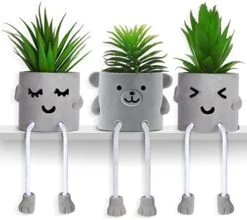 Artificial Potted Plant Faux Succulent Plant Cubicle Decor Cute Fake Desktop Plant Hanging Leg Cement Potted Decor For Bookshelf Bedroom Living Room Office Decor (Simple Style,2 Pcs) 16 Artificial Potted Plant Faux Succulent Plant Cubicle Decor Cute Fake Desktop Plant Hanging Leg Cement Potted Decor For Bookshelf Bedroom Living Room Office Decor (Simple Style,2 Pcs) -Artificial Trees Store 41OKNjB08nL. AC