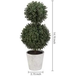 MyGift 14.7 Inch Green Artificial Boxwood Topiary Trees - Decorative Faux Indoor Plants In Gray Paper Pulp Planter Pots -Artificial Trees Store 41OaTe7qXFL