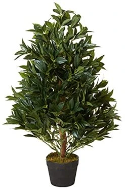 Nearly Natural 3-Ft. Bay Leaf Artificial Topiary UV Resistant (Indoor/Outdoor) Silk Trees Green -Artificial Trees Store 41OgHiPE6BL