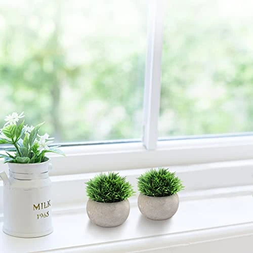 THE BLOOM TIMES 2 Pcs Fake Plants For Bathroom/Home Office Decor, Small Artificial Faux Greenery For House Decorations (Potted Plants) 4 THE BLOOM TIMES 2 Pcs Fake Plants For Bathroom/Home Office Decor, Small Artificial Faux Greenery For House Decorations (Potted Plants) - Image 2