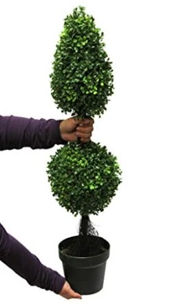 Admired By Nature Aritificial Double Ball,Shaped Boxwood Topiary In Plastic Pot, Green (GTR4634-NATURAL-2), 3ft -Artificial Trees Store 41PI5IgzcyL