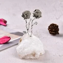 AMOYSTONE Natural Amethyst Flower Tree Wrapped On Quartz Pyrite Base Healing Stone Tree Money Tree For Wealth And Luck Amethyst Pyrite 3-4" Tall -Artificial Trees Store 41PyqVt5tPL. AC