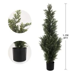 LUWENER Two 4FT Artificial Cedar Topiary Trees,Fake Topiary Outdoor Plants In Pot, UV Rated Plant For The Front Door,Christmas Decor,Garden Decor -Artificial Trees Store 41QwJcGjPzL
