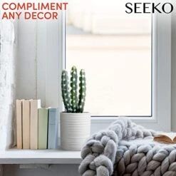 SEEKO Fake Cactus For Home Décor 11" - Artificial Faux Cactus For Southwest, Office, Desk, Shelf - Indoor Fake Plants - White Décor Accents - Modern Farmhouse Decor  -Artificial Trees Store 41R0V7TV7mL