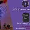BAOLITVINE Halloween Tree Branch Lights Withe Timer 100 Purple Fairy Lights 35IN, Lighted Black Branches Battery Operated For Halloween Decorations Inside Outdoor