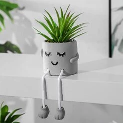 Zerzsy 3pcs Creative Artificial Succulents With Gray Flower Pots, Mini Potted Succulents For Home Decor And Gift Choice. -Artificial Trees Store 41TTRRpWaAL