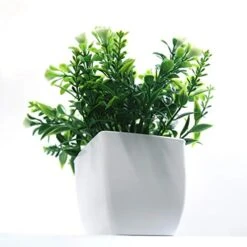 FEILANDUO Set Of 2 Mini Potted Artificial Plants Plastic Fake Green Plant For Home Decor Office Desk Shower Room Decoration Faux Plants Indoor (White, Set Of 2) 8 FEILANDUO Set Of 2 Mini Potted Artificial Plants Plastic Fake Green Plant For Home Decor Office Desk Shower Room Decoration Faux Plants Indoor (White, Set Of 2) -Artificial Trees Store 41TaO0mQfjL