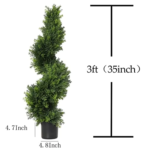 3ft Topiary Trees Artificial Plants Green Spiral Cypress Tree Potted Fake Plant Greenery For Decorative Indoor Or Outdoor(35inch) 4 3ft Topiary Trees Artificial Plants Green Spiral Cypress Tree Potted Fake Plant Greenery For Decorative Indoor Or Outdoor(35inch) - Image 2