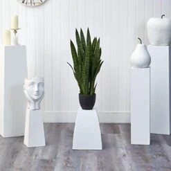 Nearly Natural, Green 4855 35in. Sansevieria With Black Planter -Artificial Trees Store 41UtCVUuQ4L