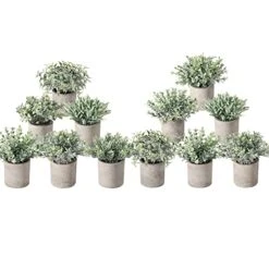 A Bundle Of 6pcs Mini Potted Fake Plants And 6pcs Mini Fake Plants Artificial Potted Plants Desk Plants For Home Office Farmhouse Bathroom Bedroom Decor