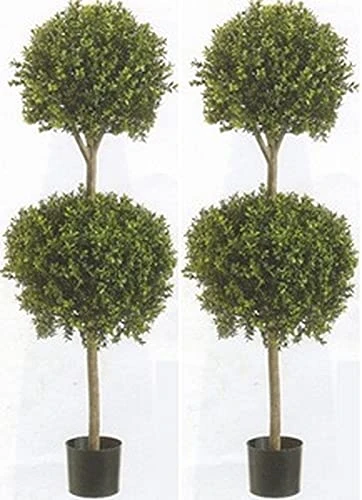 Silk Tree Warehouse Company Inc Two 56 Inch Outdoor Artificial Boxwood Double Ball Topiary Trees Potted Plants 3 Silk Tree Warehouse Company Inc Two 56 Inch Outdoor Artificial Boxwood Double Ball Topiary Trees Potted Plants