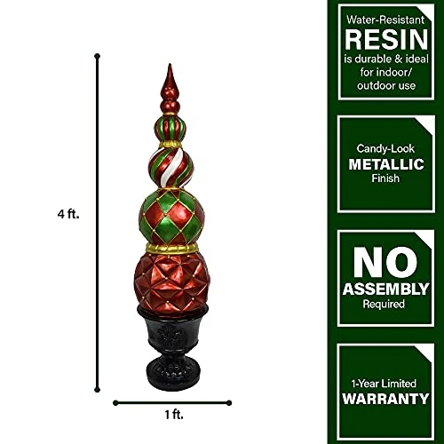 Fraser Hill Farm Christmas Pedestal Topiary Decoration | 4-Ft. Tall In Resin Urn | FFRS050-0FIN-RED, Red, Green, Black, Gold 3 Fraser Hill Farm Christmas Pedestal Topiary Decoration | 4-Ft. Tall In Resin Urn | FFRS050-0FIN-RED, Red, Green, Black, Gold