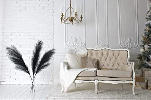 Tall 43'' Black 3-pcs Artificial Faux Pampas Grass Tall, Decor For Living Room / Wedding Decoration Floor Vase Filler 5 Tall 43'' Black 3-pcs Artificial Faux Pampas Grass Tall, Decor For Living Room / Wedding Decoration Floor Vase Filler - Image 3